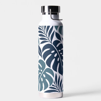 Botella De Agua Blue Tropical Leaf Wrap Pattern