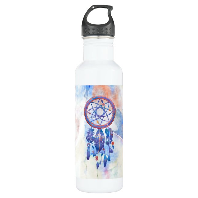 Botella De Agua Blue Watercolor Dreamcatcher Modern Boho Stainles (Anverso)