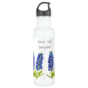 Botella De Agua Bluebonnets Watercolor Flor azul Boda floral