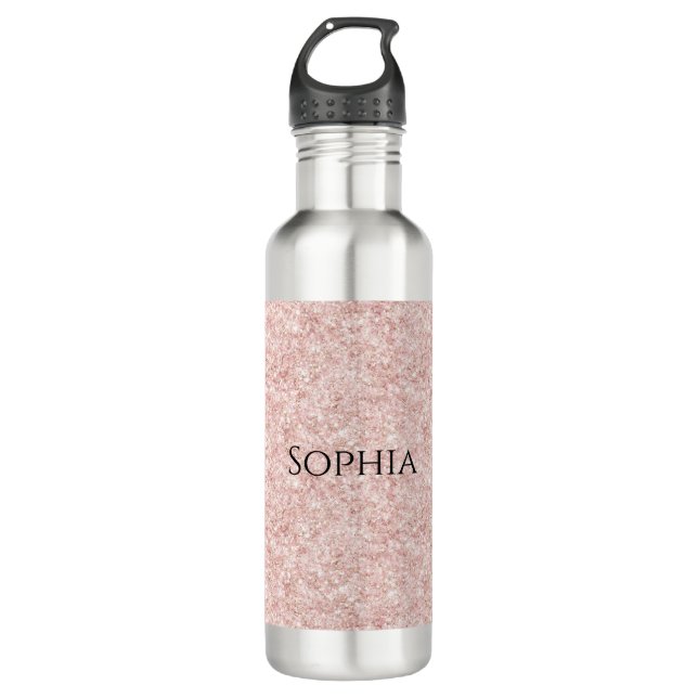 Botella De Agua Blush Pink Glitter  (Anverso)