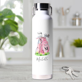 Botella De Agua Blush Pink Golf Monogram