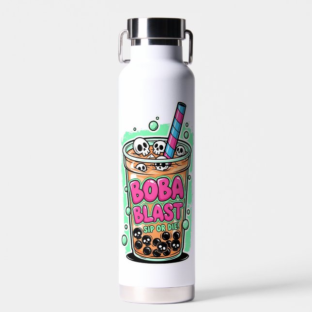 Botella De Agua Boba Blast – Sip or Die! Insulated Bottle (Delantero)