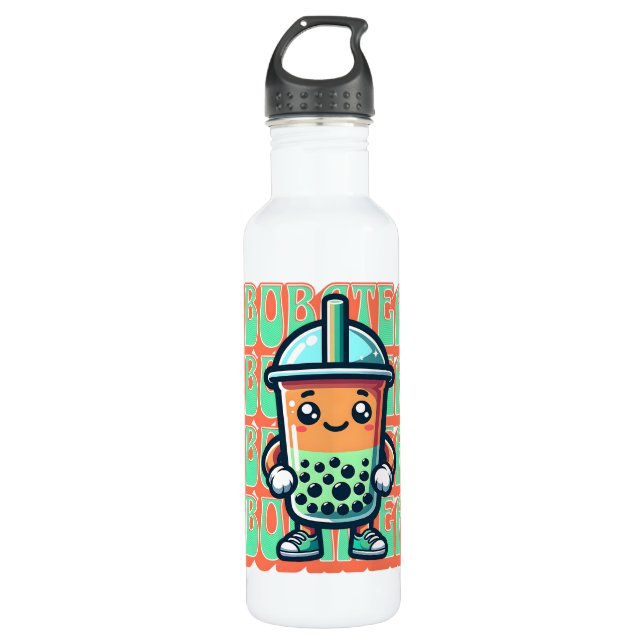 Botella De Agua Boba Bubble Tea Kawaii Cute Personalizado (Anverso)