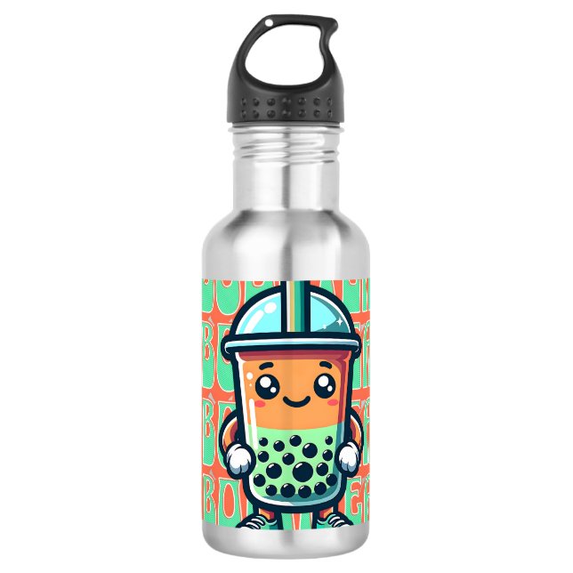 Botella De Agua Boba Bubble Tea Kawaii Cute Personalizado (Anverso)