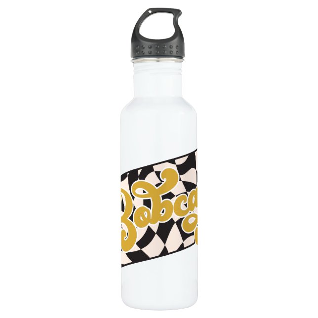Botella De Agua Bobcats Checkerboard Water Bottle: Gold v2 (Anverso)