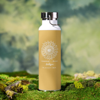Botella De Agua Boceto de girasol amarillo boda personalizada