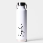 Botella De Agua Boda blanco de guión de nombre personalizado<br><div class="desc">Añade tu nombre a esta botella de agua para un favor de boda personalizado,  regalo de fiesta nupcial o sólo para uso diario!</div>