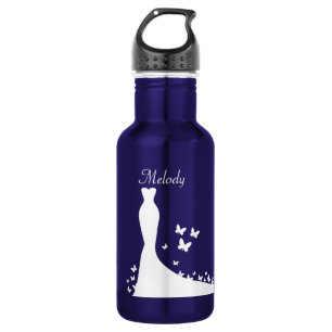 Botella De Agua Boda Bridal Blue y White