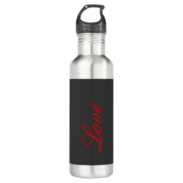 Botella De Agua Boda de amor rojo de fondo gris de moda (Anverso)
