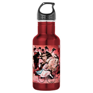 BOTELLA DE AGUA BODA DE BICICLETA NEGRA BLANCA ROJA FIESTA