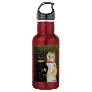 Botella De Agua Boda de gatos, matrimonio, novia, Louis Wain