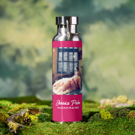 Botella De Agua boda fotográfico personalizado rosa