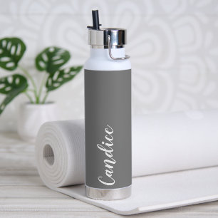 Botella De Agua Boda Gris oscuro y personalizada de dama de honor