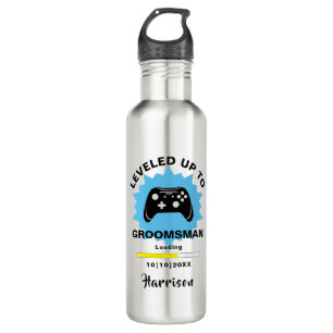 Botella De Agua Boda Groomsman Leveling Up Gamer Fun