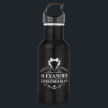 Botella De Agua Boda Groomsman Tuxedo Tie Black<br><div class="desc">Boda Groomsman Tuxedo Tie Botella de agua negra</div>