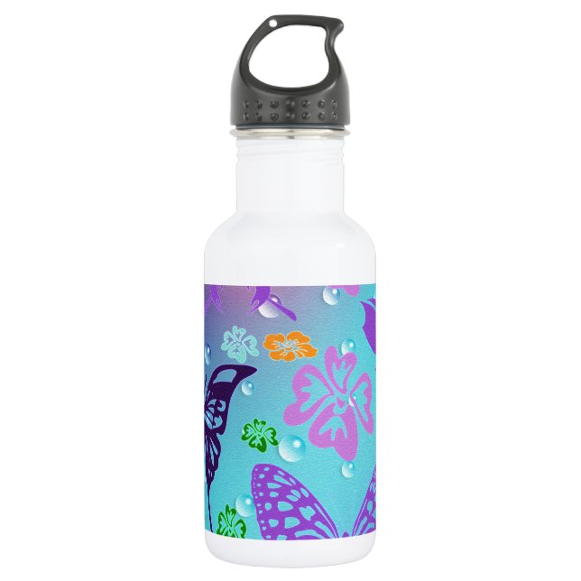 Botella De Agua Boda hawaiana del flor de la hawaiana hermosa de (Anverso)