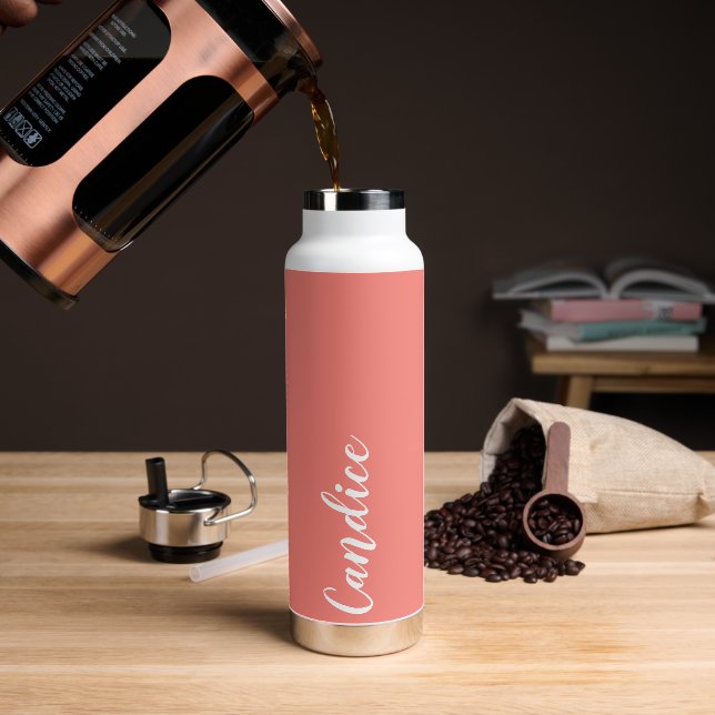 Botella De Agua Boda personalizada de Coral (Café)