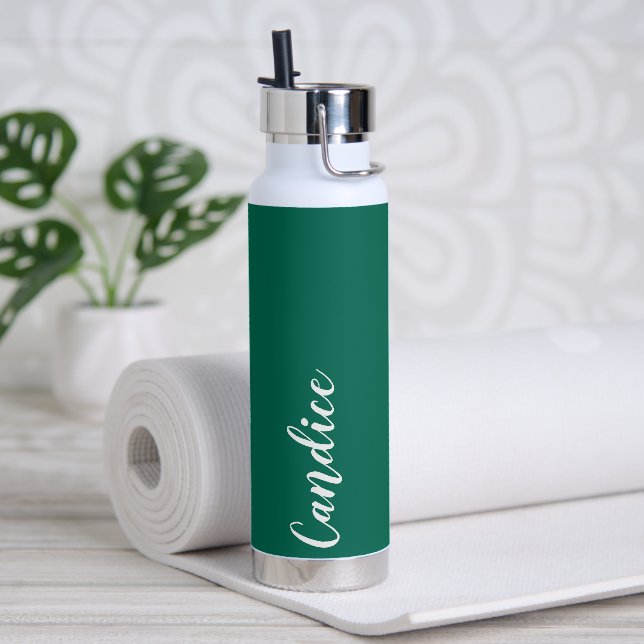 Botella De Agua Boda personalizada de Emerald Green (Yoga)
