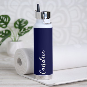 Botella De Agua Boda personalizada Navy Blue