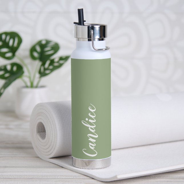 Botella De Agua Boda personalizada Sage Green (Yoga)