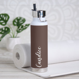 Botella De Agua Boda personalizada Taupe Bridesmaid