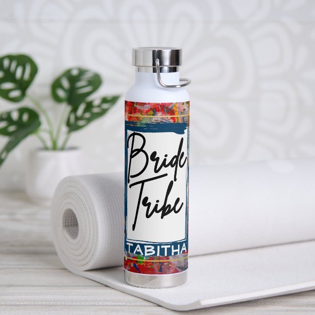 Botella De Agua Boda Resumen Paint "Bride Tribe" nombre personaliz (Yoga)