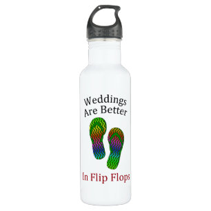 Botella De Agua Bodas Mejor En Flip Flops Beach Wedding
