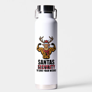 Botella De Agua Bodybuilder Weiglifter Gym Músculo Santa Seguridad