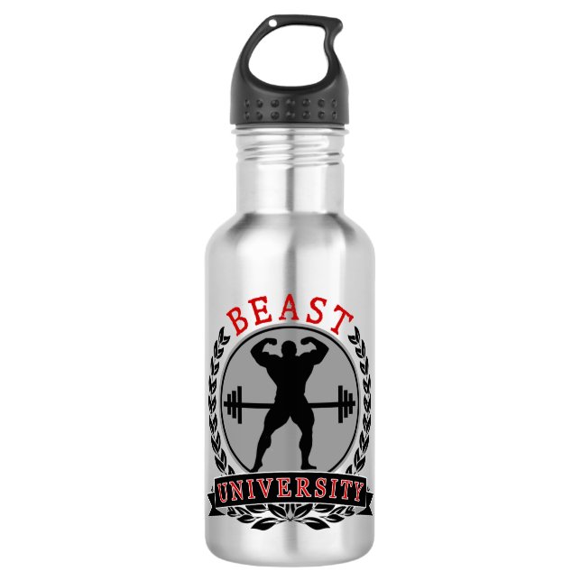 Botella De Agua Bodybuilding Beast University Water Bottle (Anverso)