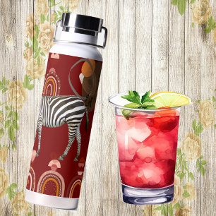 Botella De Agua Boho Bohemian Animals Rainbows arte moderno Zebras