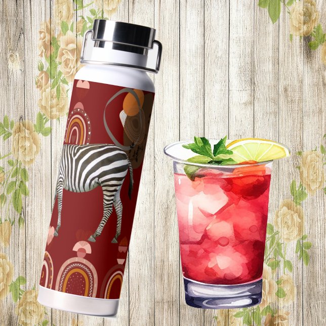 Botella De Agua Boho Bohemian Animals Rainbows arte moderno Zebras (Boho Bohemian Animals Rainbows Modern Art Zebras Water Bottle)