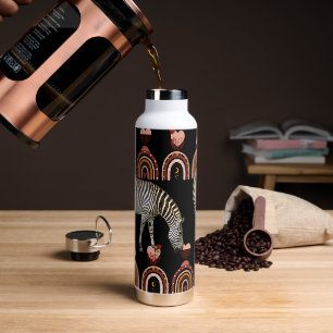 Botella De Agua Boho Bohemian Animals Rainbows arte moderno Zebras