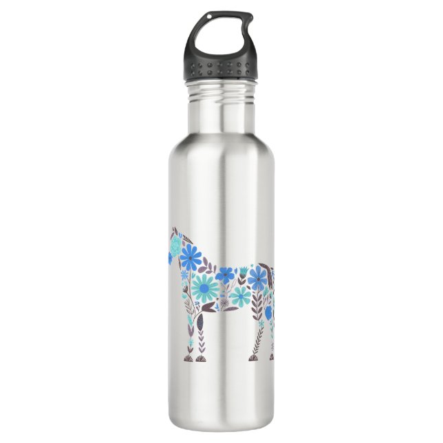 Botella De Agua Boho Floral Horse (Anverso)