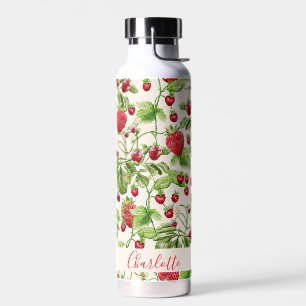 Botella De Agua Boho Fresa Verde Personalizado Nombre