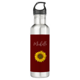 Botella De Agua Boho Sunflower Red Simple Floral