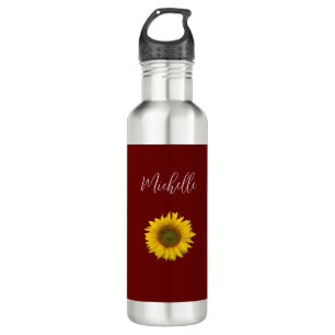 Botella De Agua Boho Sunflower Red Simple Floral