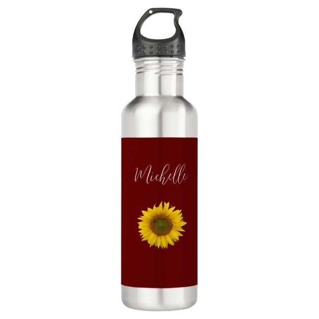 Botella De Agua Boho Sunflower Red Simple Floral (Anverso)