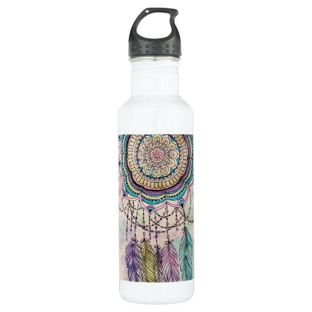 Botella De Agua Boho Watercolor Mandala Dreamcatcher (Anverso)