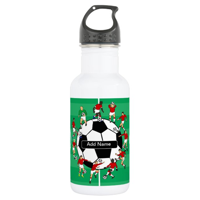 Botella De Agua Bola y jugadores personalizados de fútbol (Anverso)