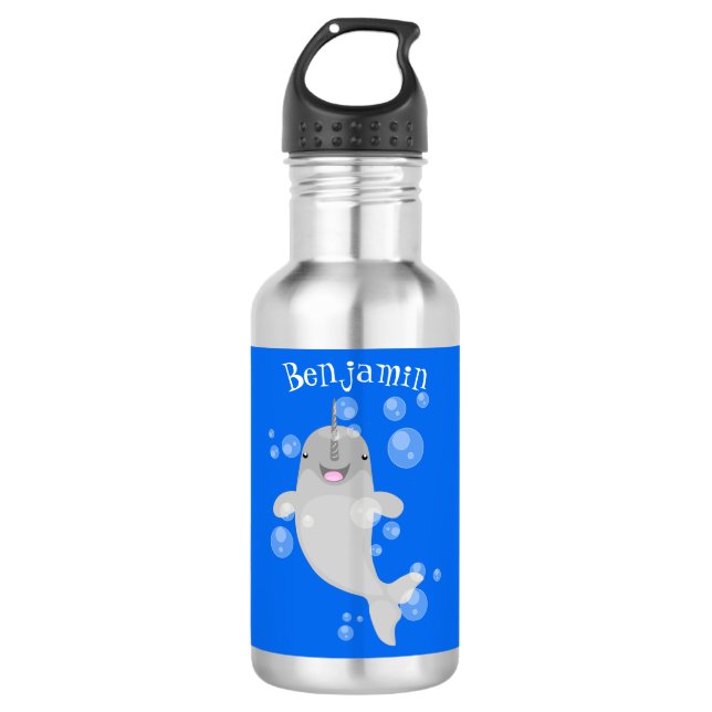 Botella De Agua Bombillas de narguile alegres, ilustracion persona (Anverso)