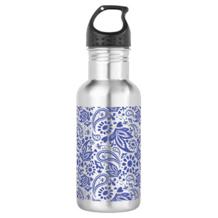 Botella De Agua Bonito Azul Boho Moda Paisley Patrón