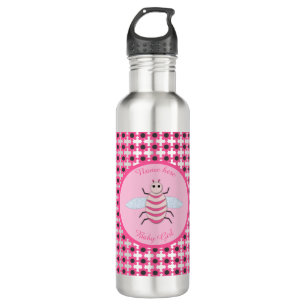 Botella De Agua Bonito Bebé Rosa Bee Personalizado