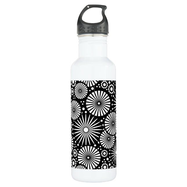 Botella De Agua Bonito blanco y negro retro (Anverso)