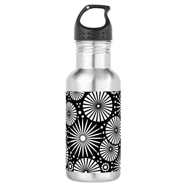 Botella De Agua Bonito blanco y negro retro (Anverso)
