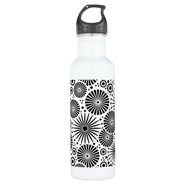 Botella De Agua Bonito blanco y negro retro (Anverso)