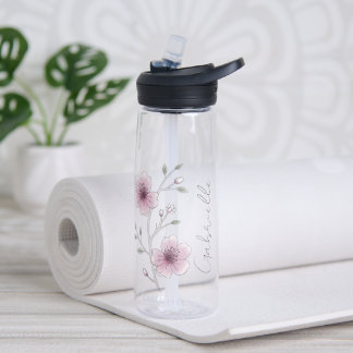 Botella De Agua Bonito Blossom Floral Nombre Yoga