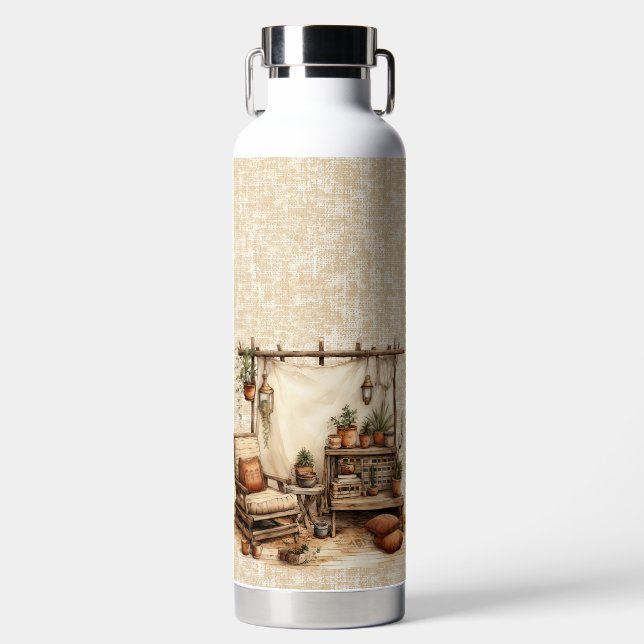 BOTELLA DE AGUA BONITO BROWN TAN EARTH TONED BOHO SETTING (Delantero)
