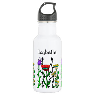 Botella De Agua Bonito de mariposas y flores personalizado