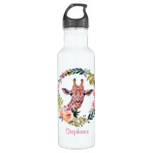 Bonito Giraffe Floral acuarela personalizada