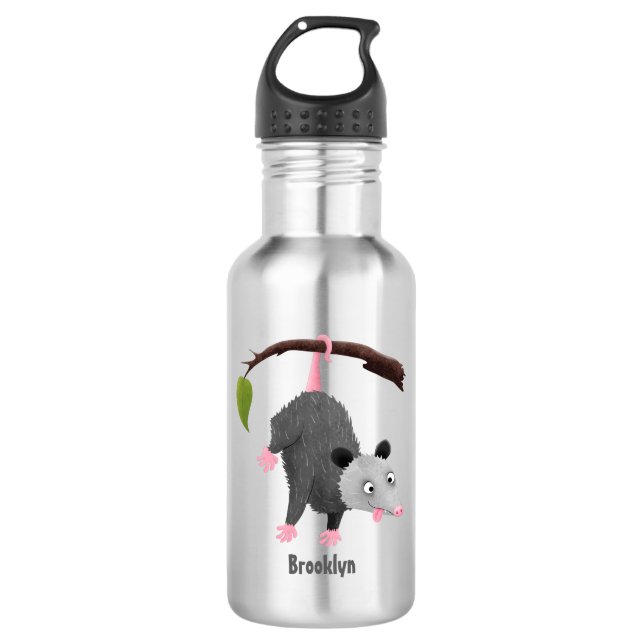 Botella De Agua Bonito opossum colgando de un personalizado de suc (Anverso)